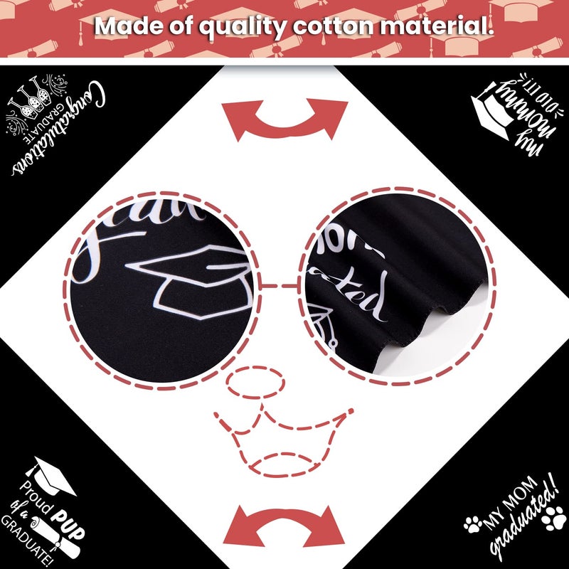 Whaline 2 Pack Graduation Dog Bandana Reversible Doggy Graduation Cap Triangle Bibs Adjustable Pet Kerchief Scarf Outfit Costume Washable Neckerchief for Dog Cat Everyday Wear Party Accessories - Image 3